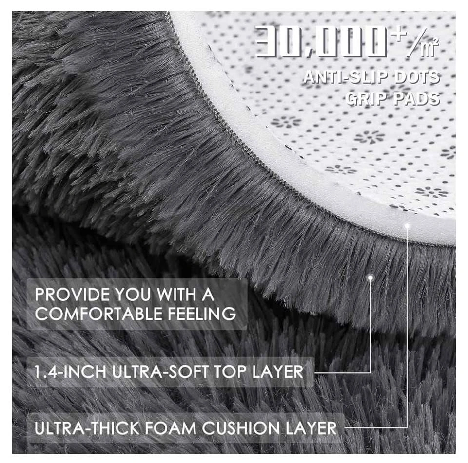 Brand new 9x12 Fluffy Grey Rug – Washable & Non-Slip - photo 4