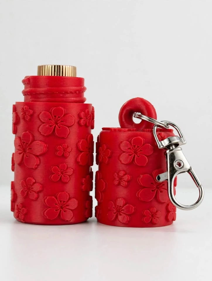 3D Printed Lipstick Holder Keychain – Floral Design - photo 3