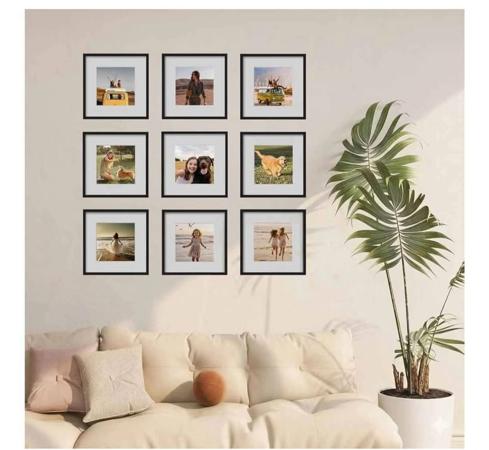 Set of 9 Square Picture Frames 12x12 (matted to 8x8) - photo 2