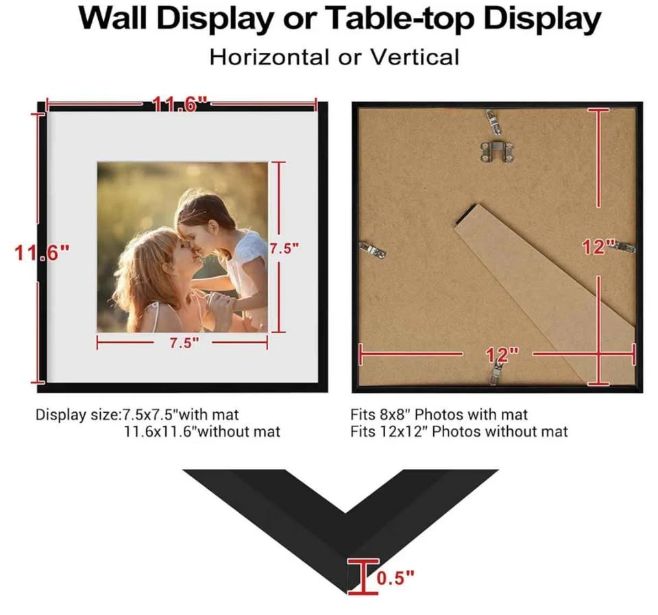 Set of 9 Square Picture Frames 12x12 (matted to 8x8) - photo 4