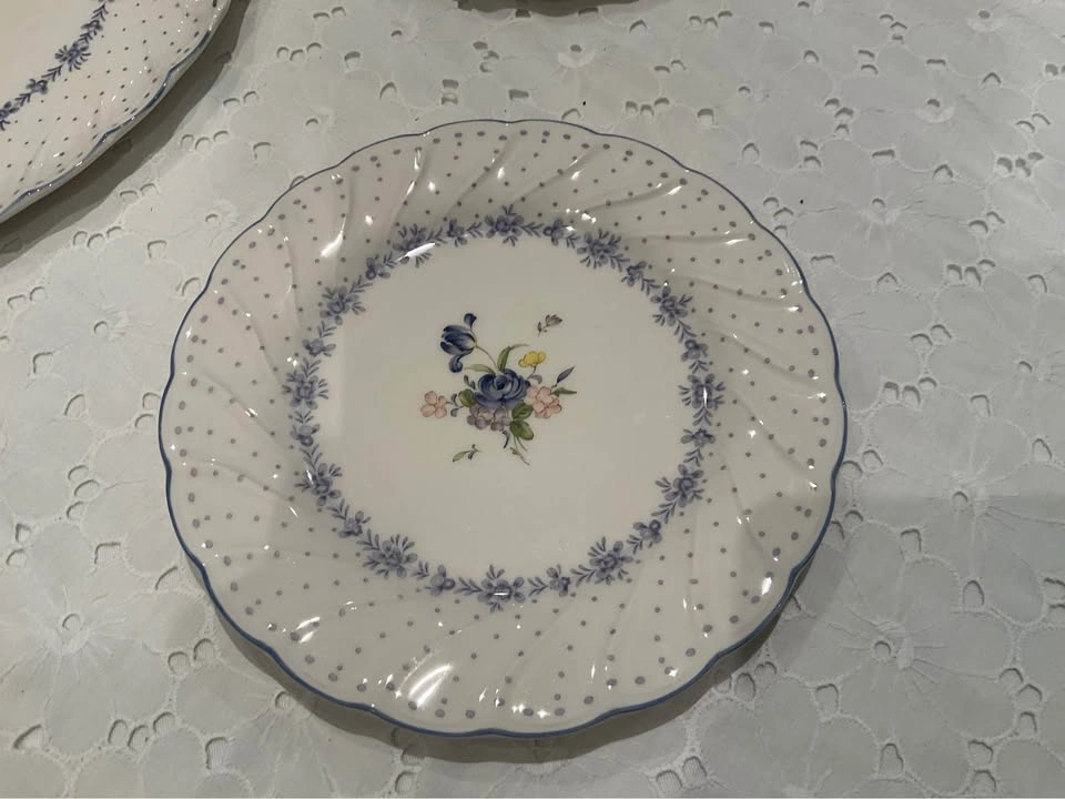 Cake Plate & 4 Dessert Plates Vintage Nikki Blue Peony - photo 4