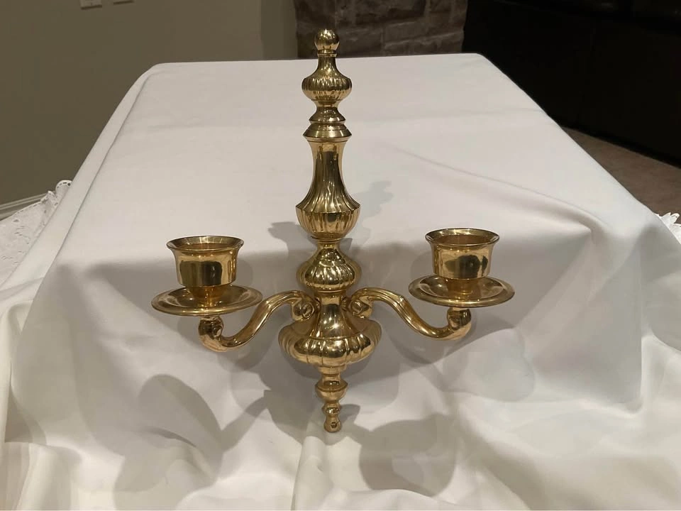 Wall Scone Vintage Polished Brass Double Arm - photo 3