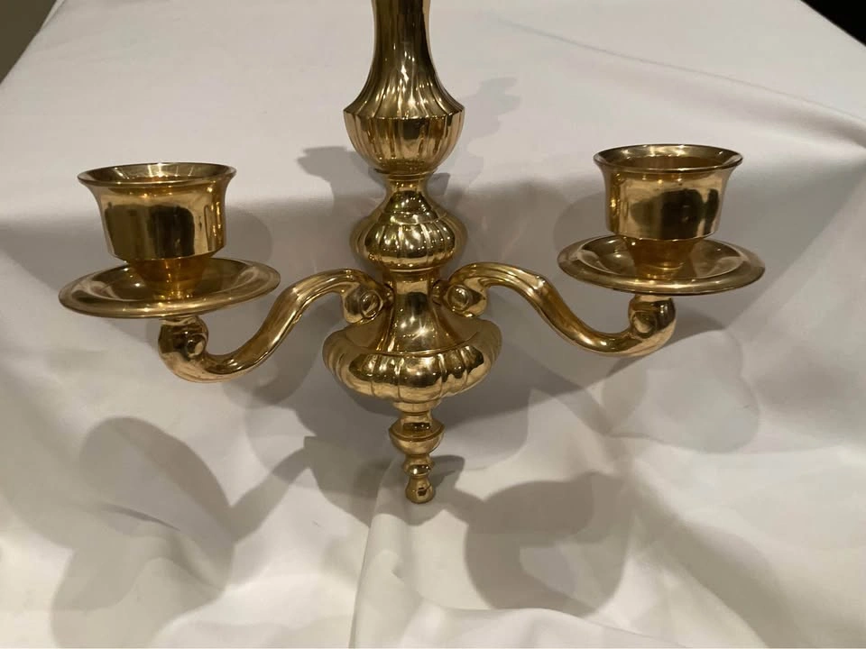 Wall Scone Vintage Polished Brass Double Arm - photo 4