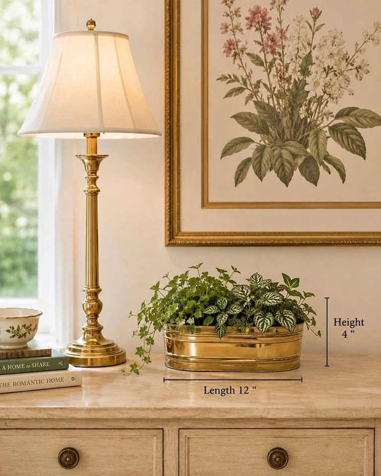 Planter Vintage Polished Brass Oblong Made In England