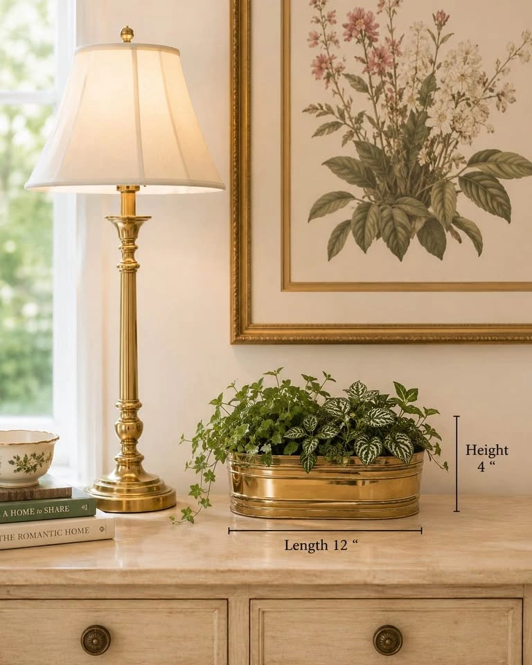 Planter Vintage Polished Brass Oblong Made In England - photo 2
