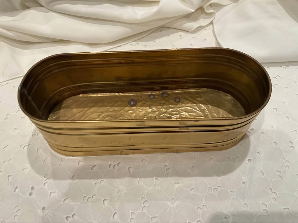 Planter Vintage Polished Brass Oblong Made In England - photo 5