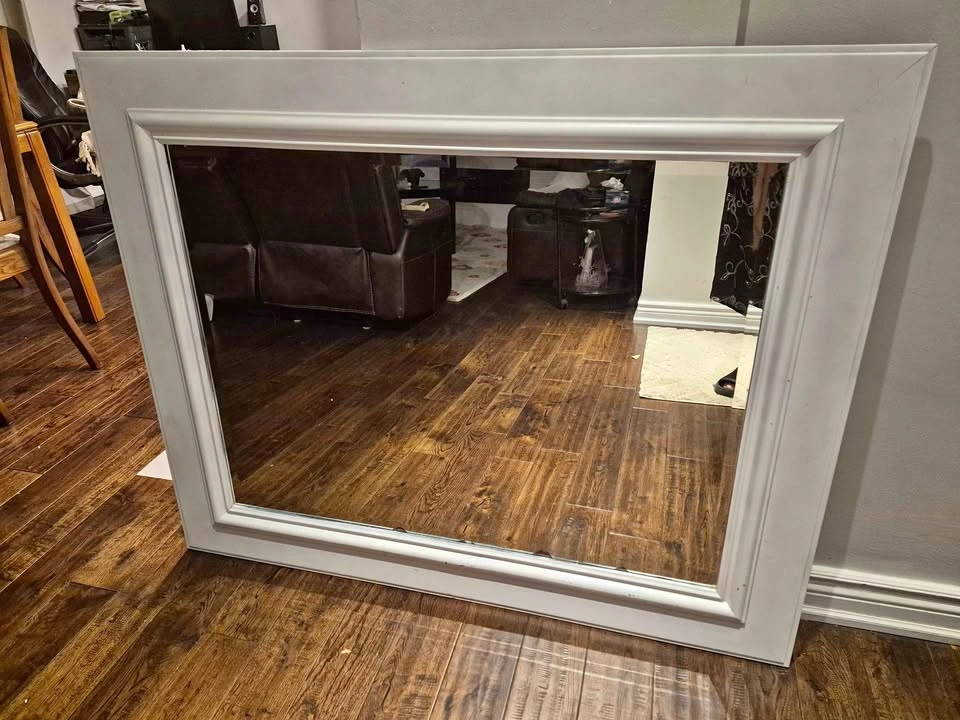 White frame mirror