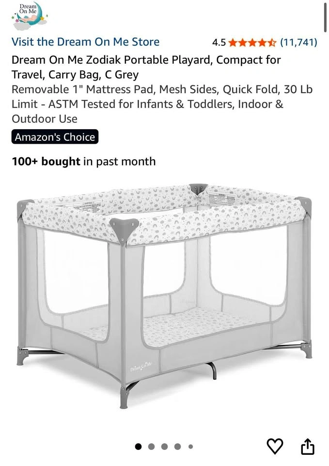 Dream On Me Zodiak Portable Playard (Grey)