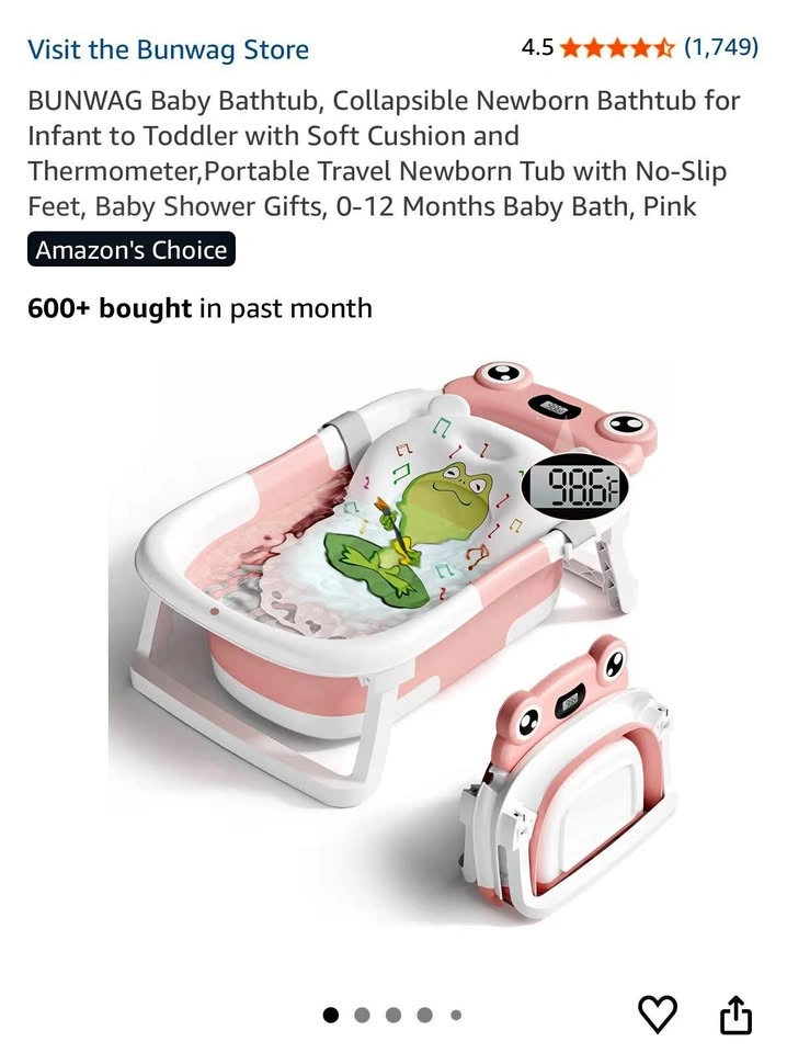 BUNWAG Collapsible Baby Bathtub (Pink - Tub Only)