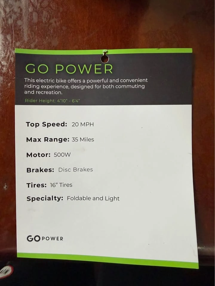 Go Power Ebike open box - photo 4