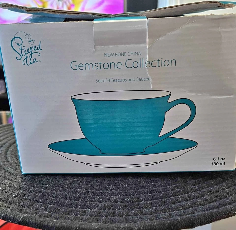 Steeped Tea New Bone China Gemstone Collection - Set of 4