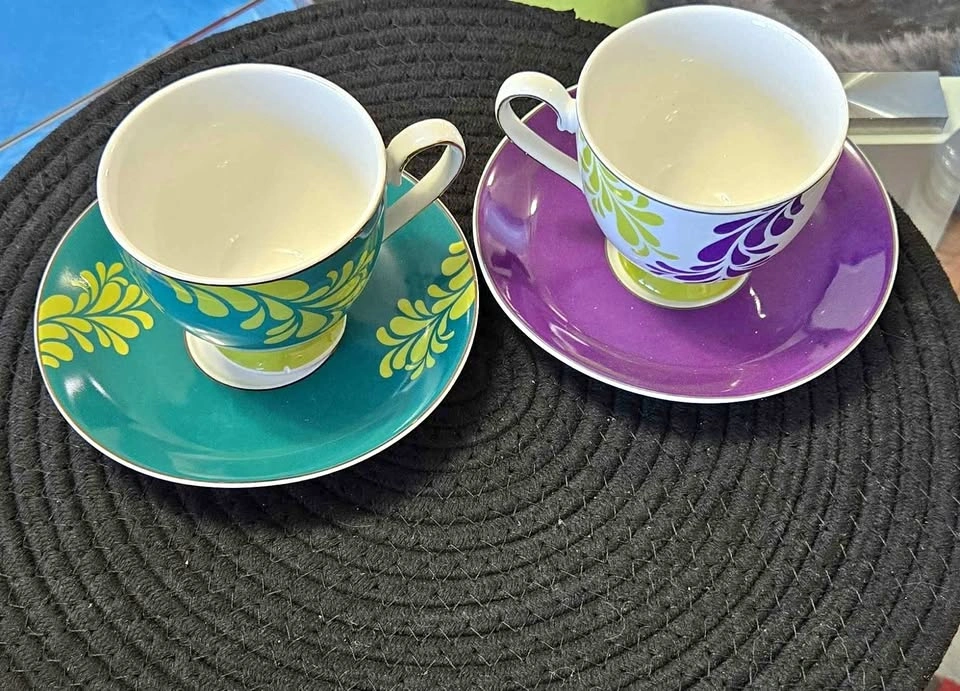 Steeped Tea the Alice collection- 2 Teacups and Saucers