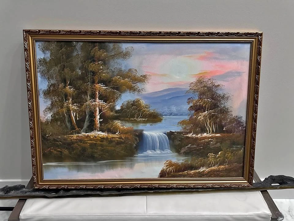 framed landscape wall painting