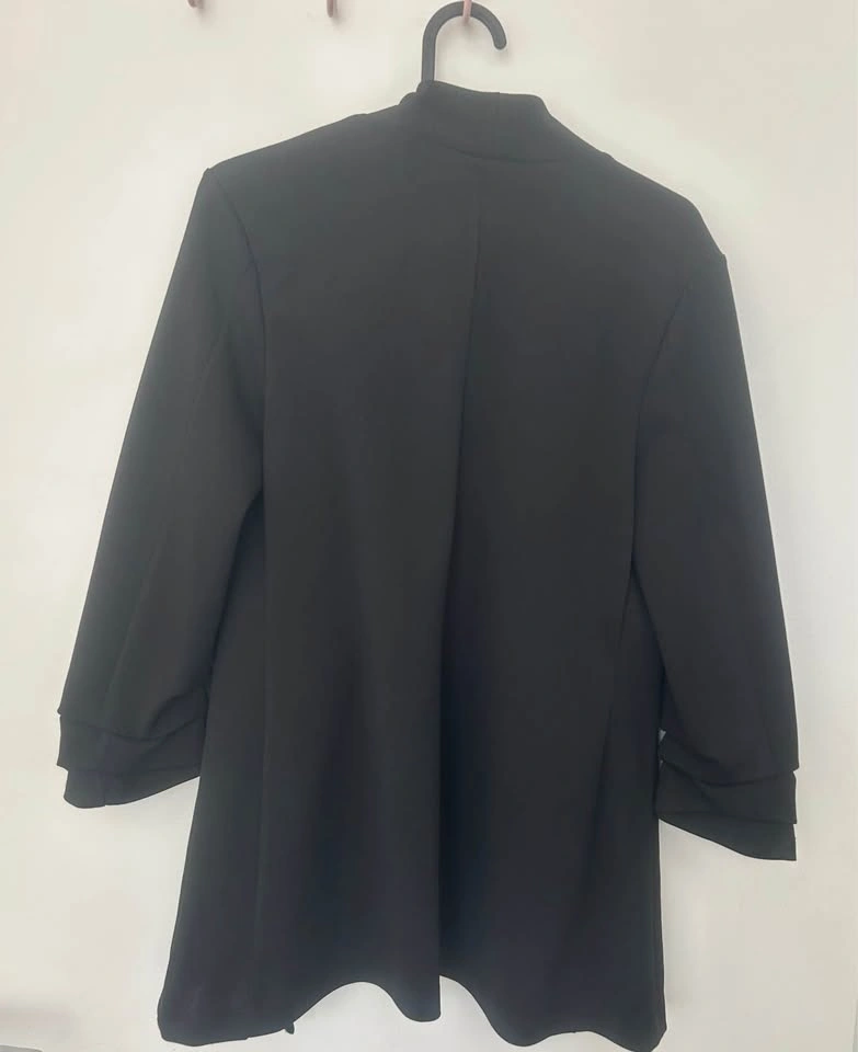SEVEN SISTERS Black Open Front Ruched Sleeve Blazer - Small - photo 2