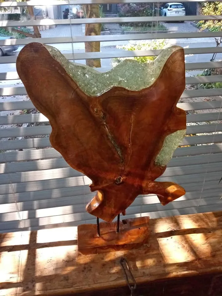 Teak Root and Glass Art Piece thumbnail