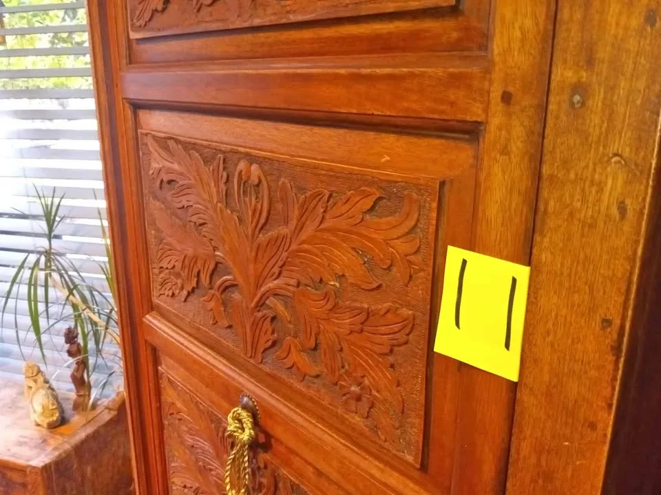 Ornate Mango Wood Carved Cabinet thumbnail