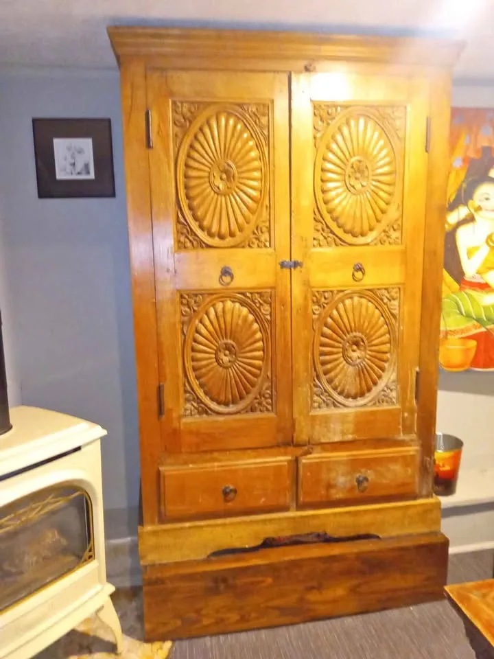 Mango Wood Carved Door Cabinet thumbnail