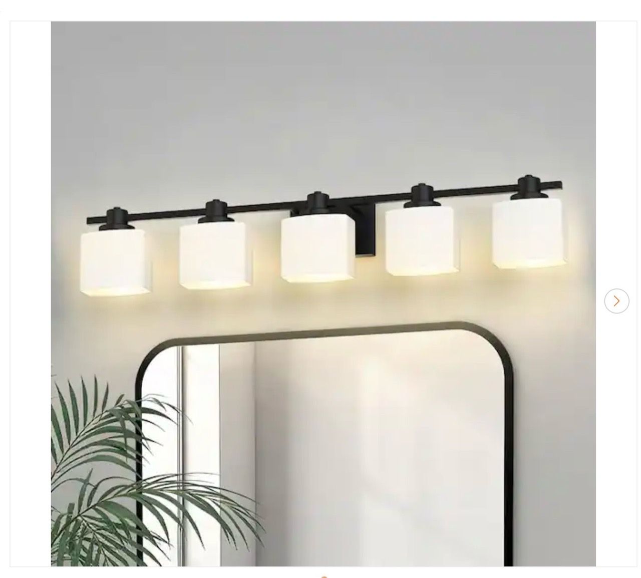 40 in. Modern 5-Light Matte Black Bathroom Vanity Light