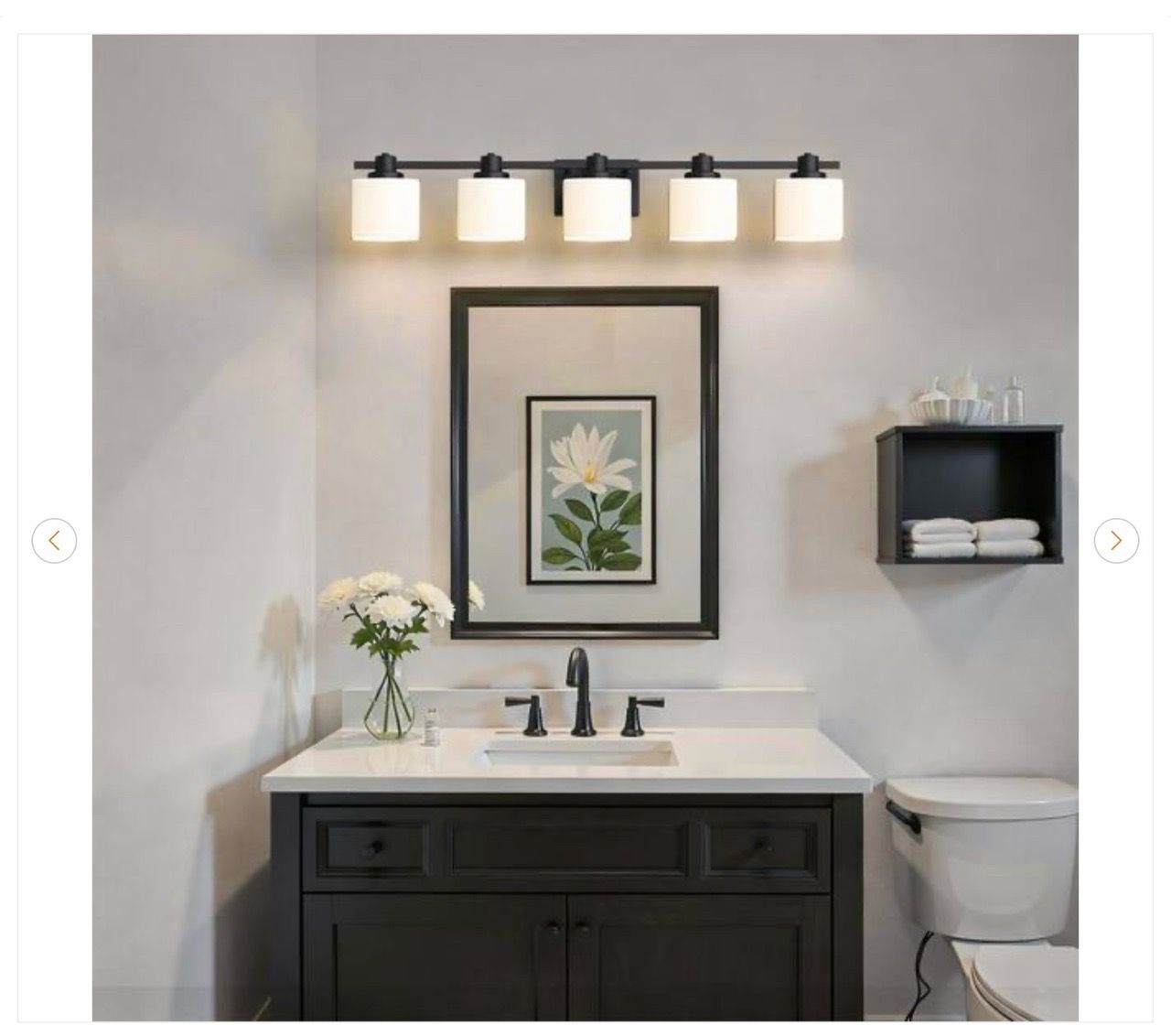 40 in. Modern 5-Light Matte Black Bathroom Vanity Light - photo 2