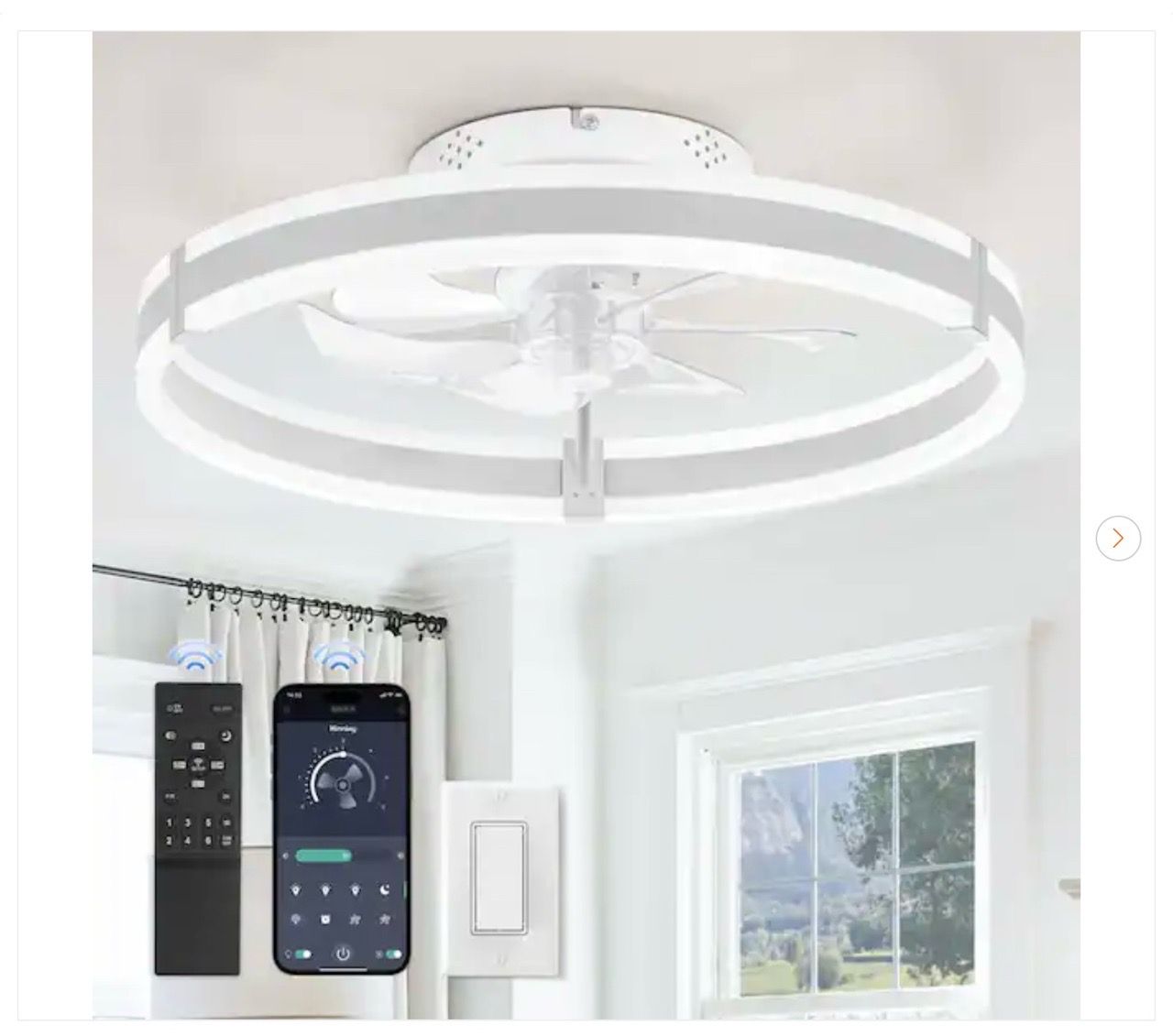 20 in. White Indoor Dimmable LED Fandelier Ceiling Fan - New