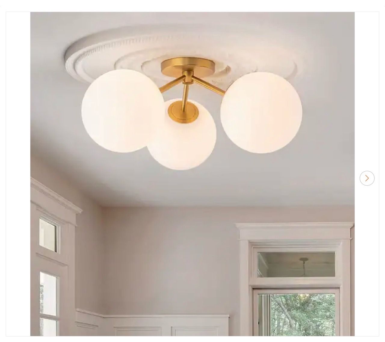 Lueck 18.12 in. 3-Light Gold Sputnik Semi Flush Mount Ceiling Li