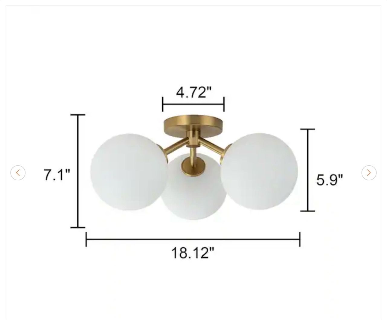 Lueck 18.12 in. 3-Light Gold Sputnik Semi Flush Mount Ceiling Li - photo 4