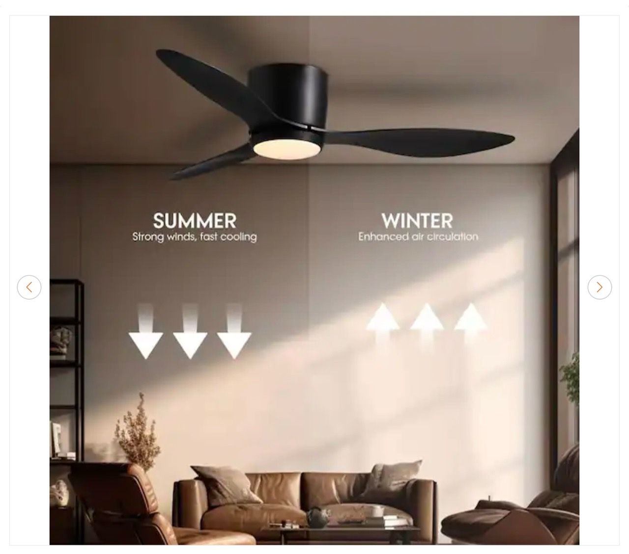 42 in. Smart Indoor Black Low Profile 3 Blades Ceiling Fan - photo 3