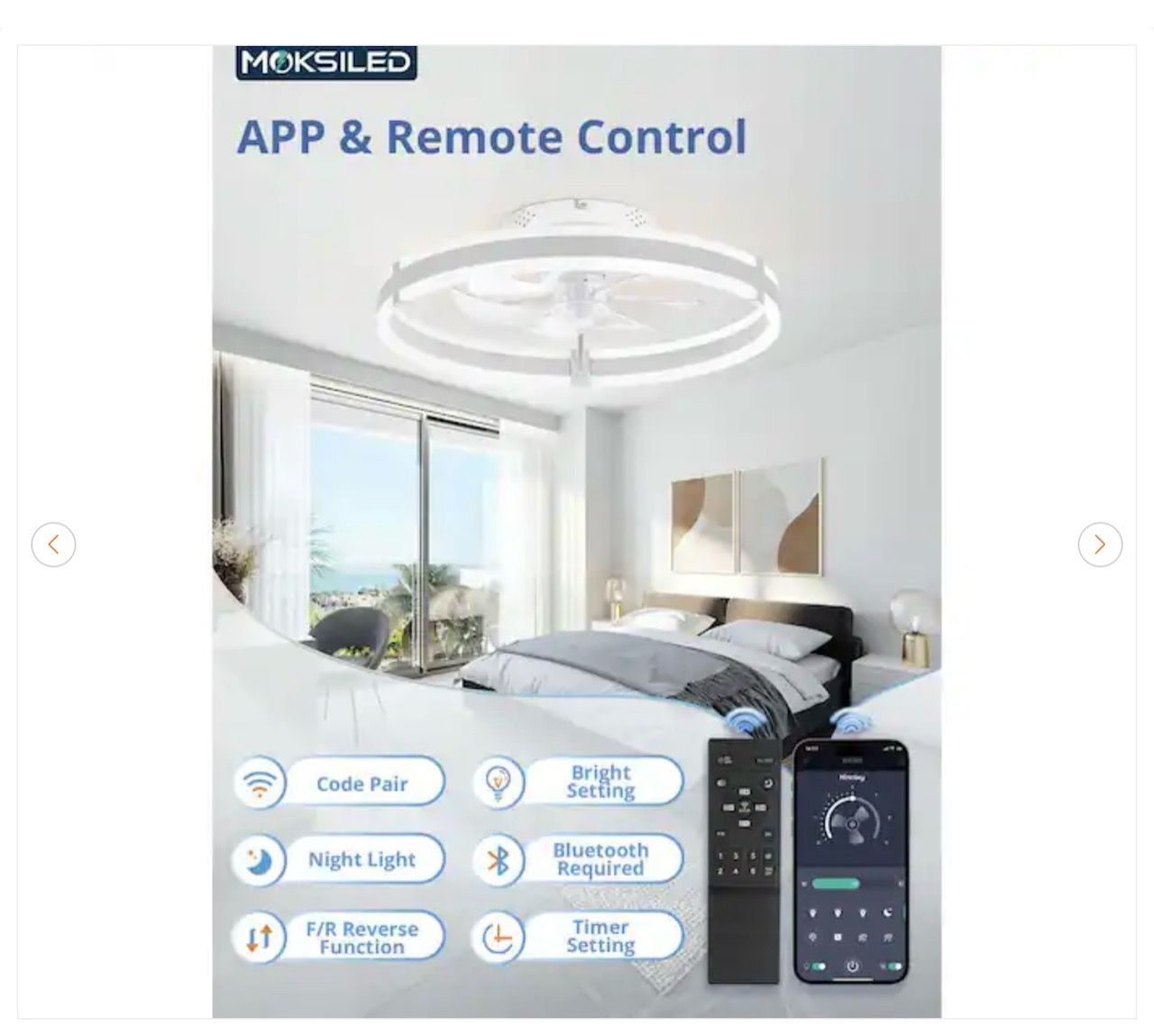 20 in. White LED Fandelier Modern Flush Mount Ceiling Fan - photo 5