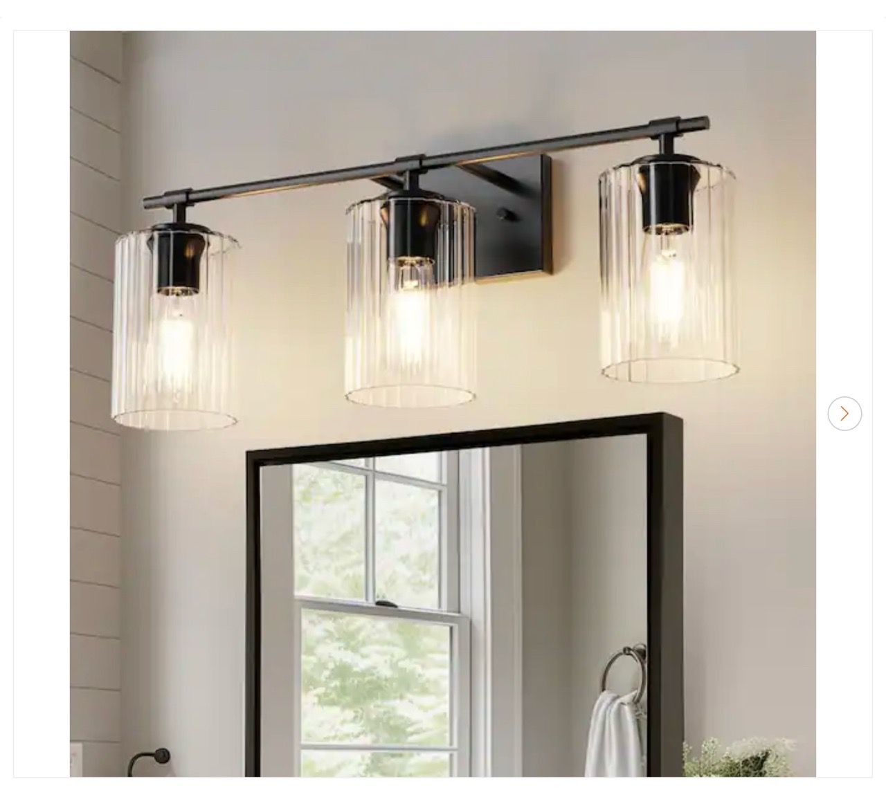 24 in. 3-Light Black Vanity Light with White Cylinder Glass Shad