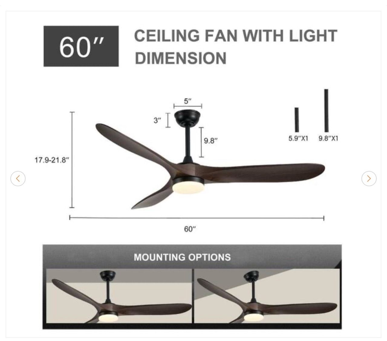 60 in. Indoor/Outdoor Modern Black LED Ceiling Fan - New - photo 3