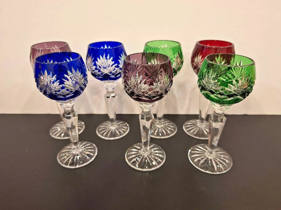 Set of 7 Vintage Nachtmann Cut to Clear Crystal 5" Cordial Glass