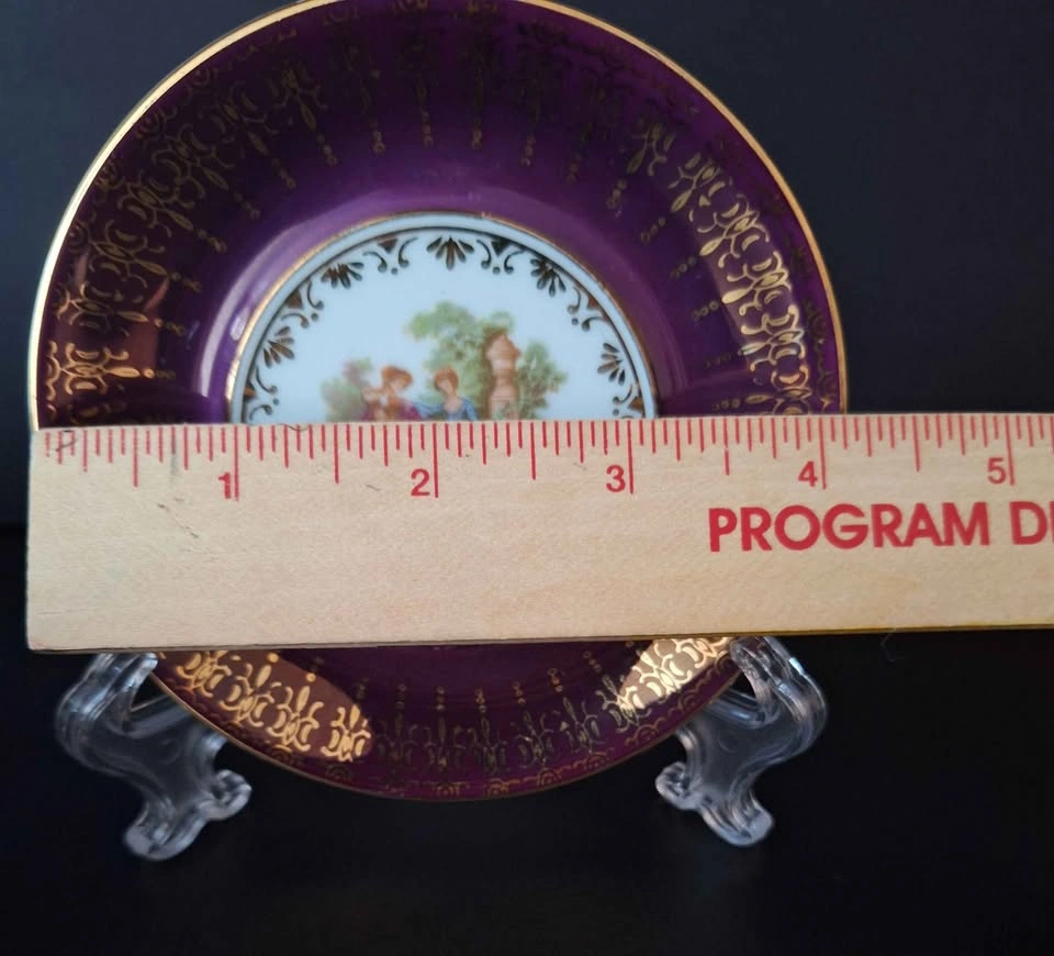 Vintage Purple and Gold Porcelain Miniature Cup and Saucer - photo 4