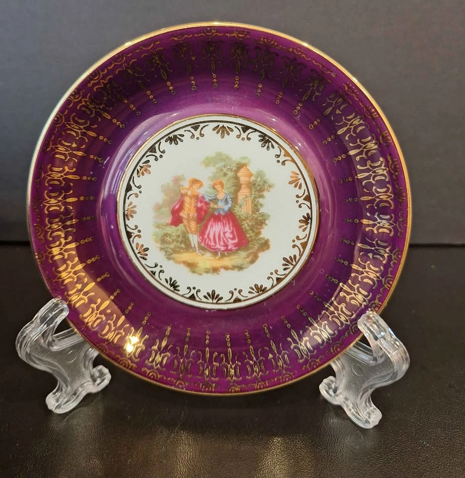 Vintage Purple and Gold Porcelain Miniature Cup and Saucer - photo 5
