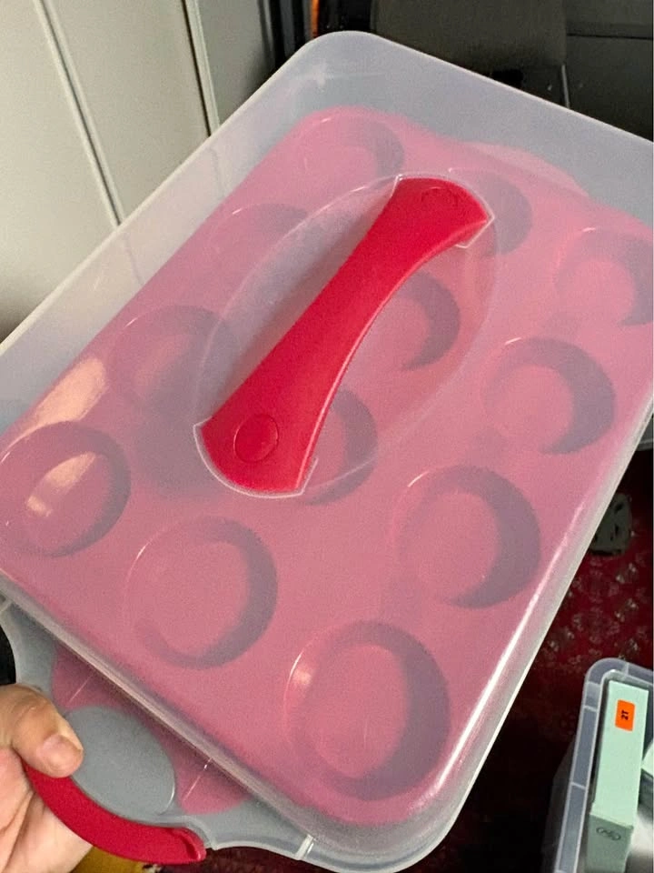Two-Tier Cupcake Carrier with Red Trays