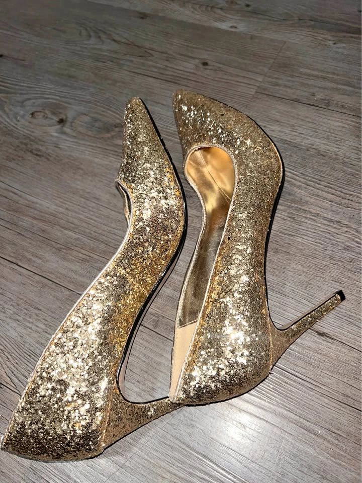 Gold glitter heels size 10