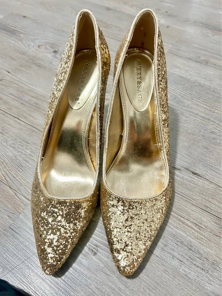 Gold glitter heels size 10 - photo 4