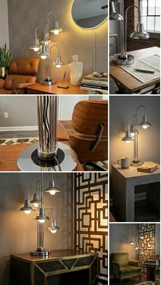 Antique 70s Chrome Lamp beautiful & elegant for collection - photo 3