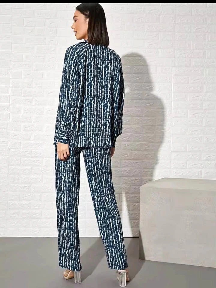 Ensemble co ord set blue top and pants 0XL