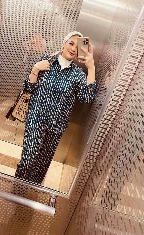 Ensemble co ord set blue top and pants 0XL - photo 3