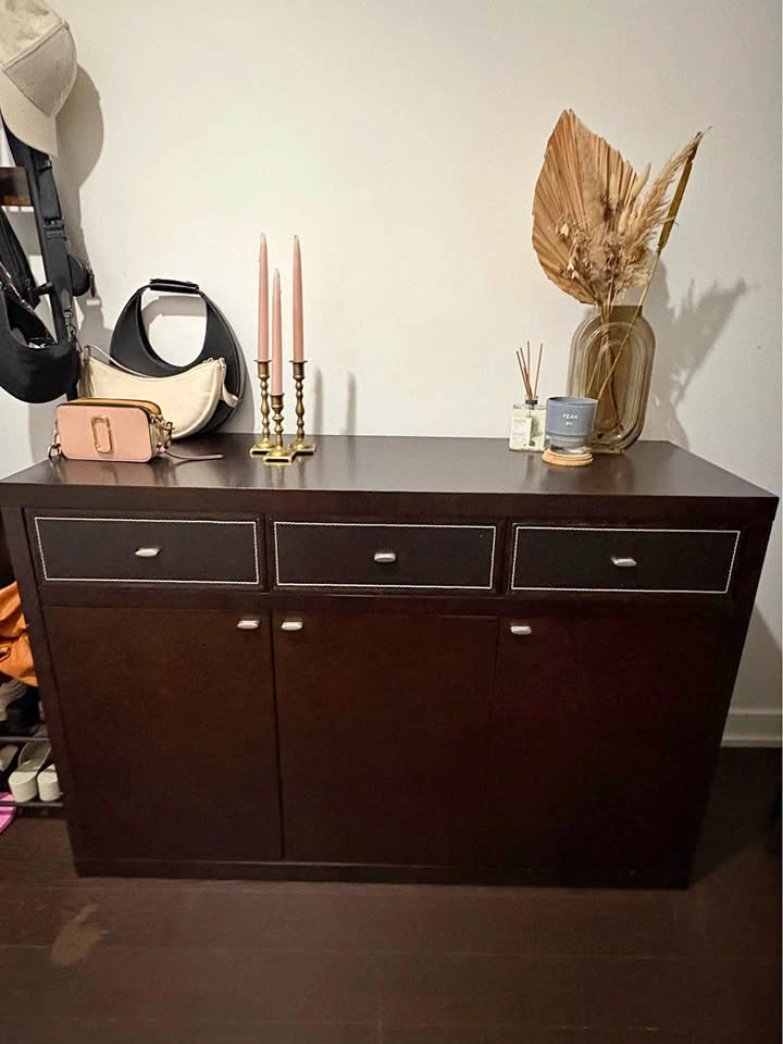 Real Wood and Leather Sideboard/Cabinet