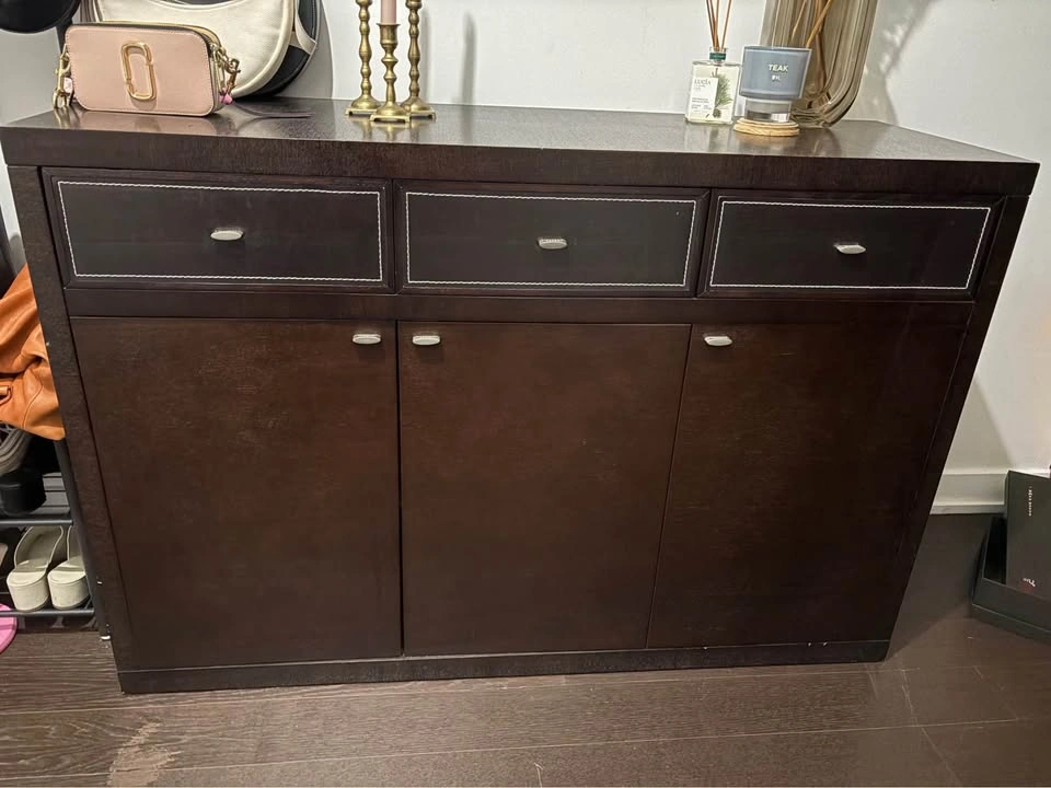 Real Wood and Leather Sideboard/Cabinet - photo 2