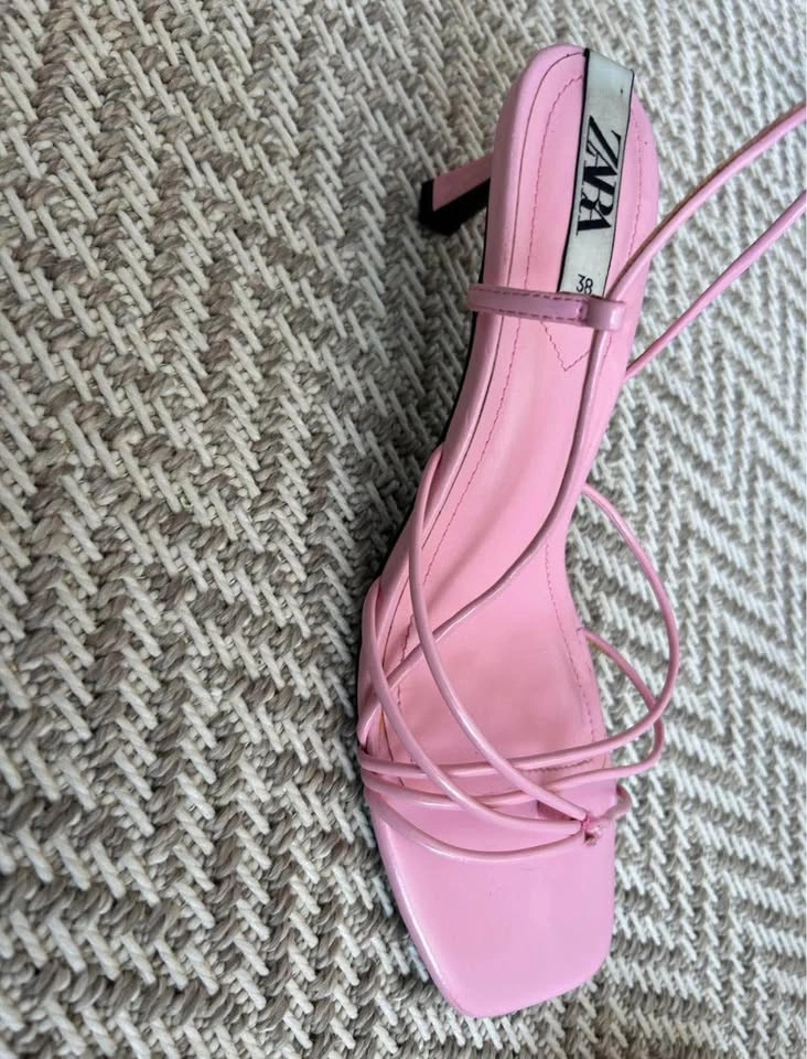 Kitten heels Zara sandals size 38 / 7.5 pink rose jolie - photo 2