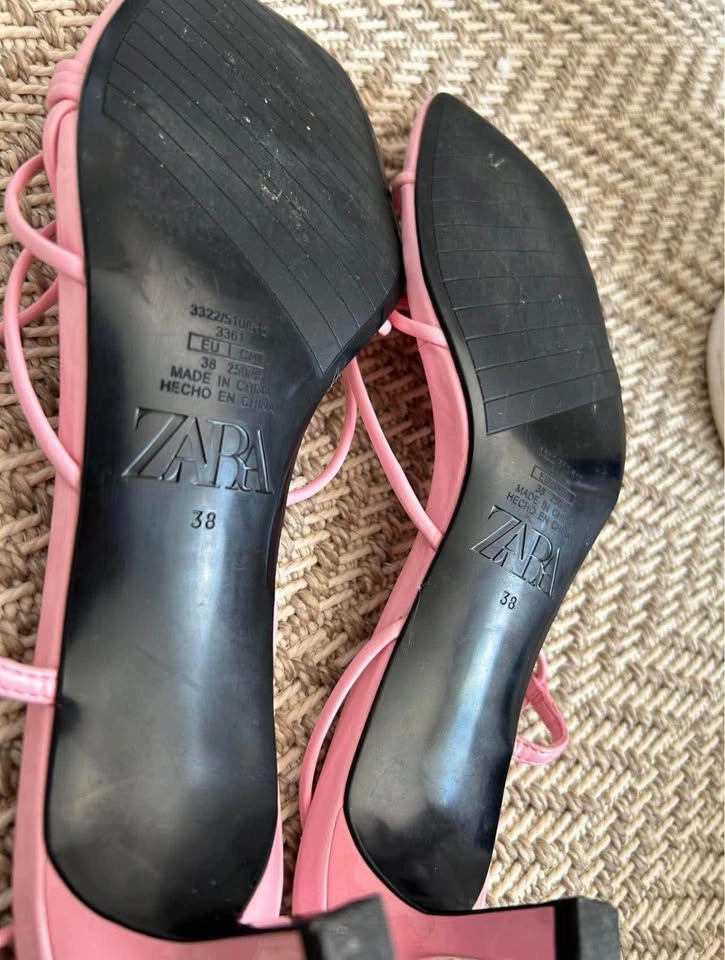 Kitten heels Zara sandals size 38 / 7.5 pink rose jolie - photo 3