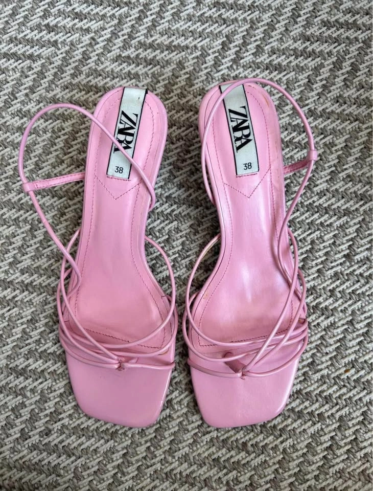 Kitten heels Zara sandals size 38 / 7.5 pink rose jolie - photo 4