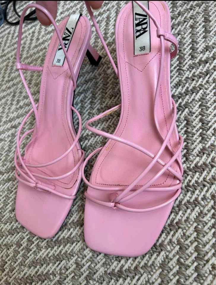 Kitten heels Zara sandals size 38 / 7.5 pink rose jolie - photo 5