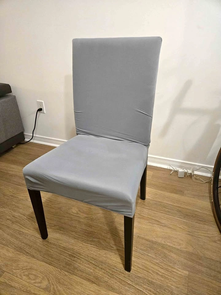 2 Grey Slipcovered Dining Chairs (set of 2)