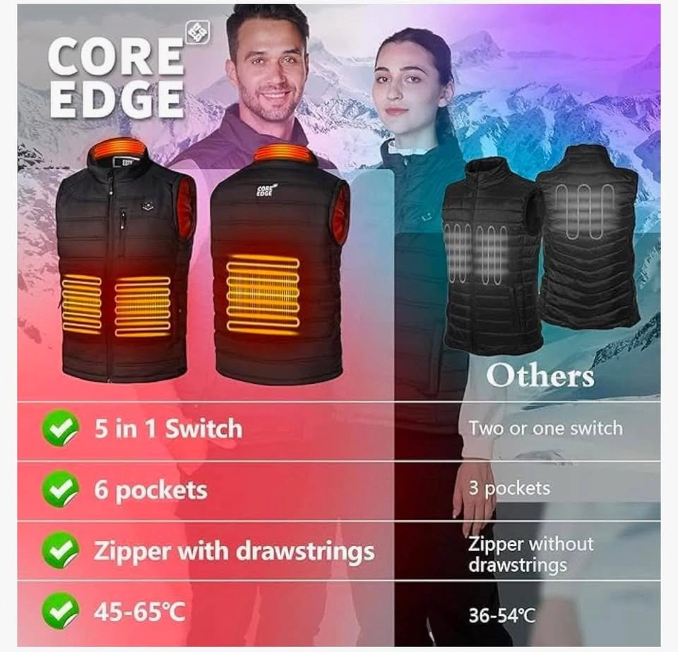 COREEDGE Heated Vest for Men, Electric Heating Vest, 5 in 1 - photo 2