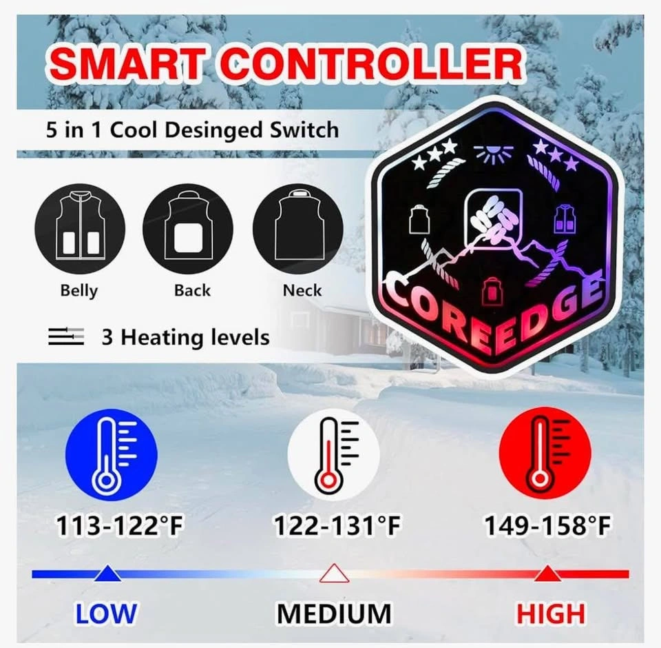 COREEDGE Heated Vest for Men, Electric Heating Vest, 5 in 1 - photo 3
