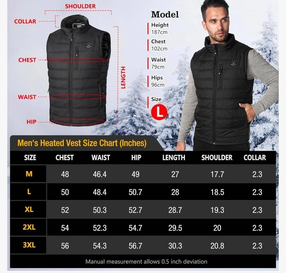 COREEDGE Heated Vest for Men, Electric Heating Vest, 5 in 1 - photo 5