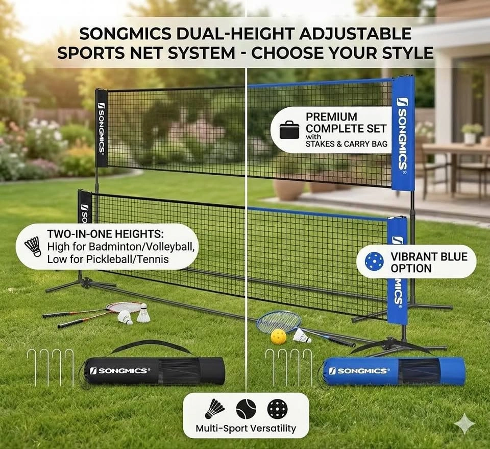 Portable Badminton Net Set for Volleyball, Tennis, Pickleball